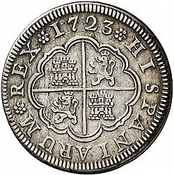 Large Reverse for 2 Reales 1723 coin