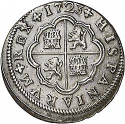 Large Reverse for 2 Reales 1723 coin