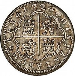 Large Reverse for 2 Reales 1724 coin