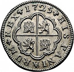 Large Reverse for 2 Reales 1725 coin