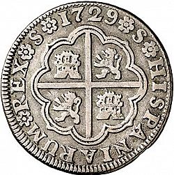 Large Reverse for 2 Reales 1729 coin