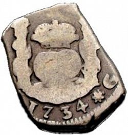 Large Reverse for 2 Reales 1734 coin