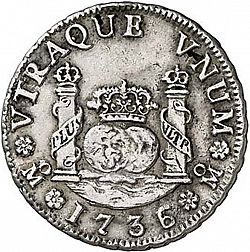 Large Reverse for 2 Reales 1736 coin