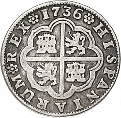 Large Reverse for 2 Reales 1736 coin