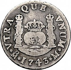Large Reverse for 2 Reales 1743 coin
