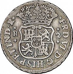 Large Obverse for 2 Reales 1748 coin