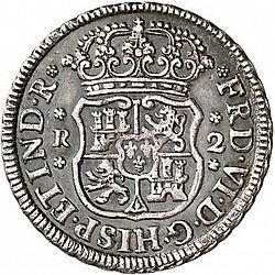 Large Obverse for 2 Reales 1754 coin