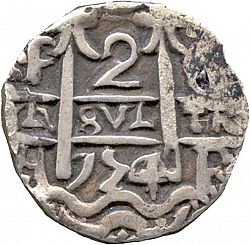 Large Obverse for 2 Reales 1754 coin