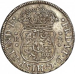 Large Obverse for 2 Reales 1755 coin