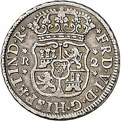 Large Obverse for 2 Reales 1755 coin