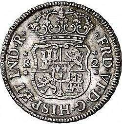 Large Obverse for 2 Reales 1756 coin