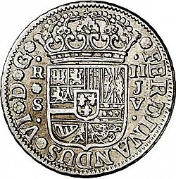 Large Obverse for 2 Reales 1758 coin