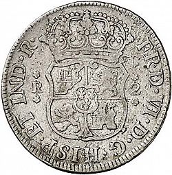 Large Obverse for 2 Reales 1760 coin