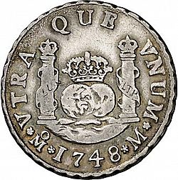 Large Reverse for 2 Reales 1748 coin