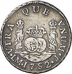 Large Reverse for 2 Reales 1752 coin