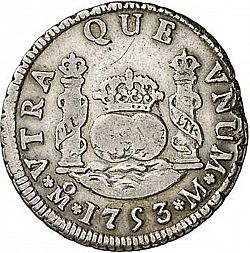 Large Reverse for 2 Reales 1753 coin