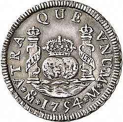 Large Reverse for 2 Reales 1754 coin