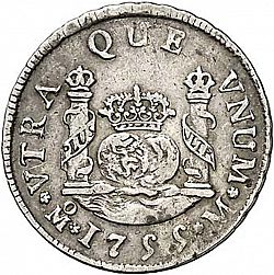 Large Reverse for 2 Reales 1755 coin