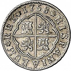 Large Reverse for 2 Reales 1758 coin