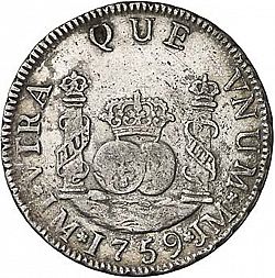 Large Reverse for 2 Reales 1759 coin