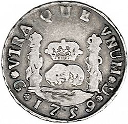 Large Reverse for 2 Reales 1759 coin