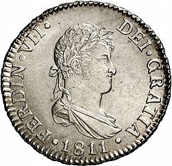 Large Obverse for 2 Reales 1811 coin