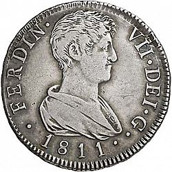 Large Obverse for 2 Reales 1811 coin