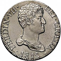 Large Obverse for 2 Reales 1812 coin