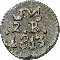 Large Obverse for 2 Reales 1813 coin