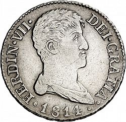 Large Obverse for 2 Reales 1814 coin