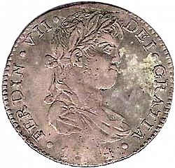 Large Obverse for 2 Reales 1814 coin