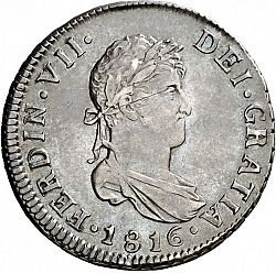 Large Obverse for 2 Reales 1816 coin