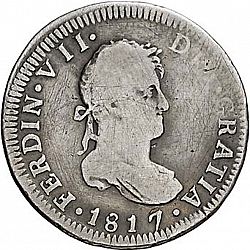 Large Obverse for 2 Reales 1817 coin