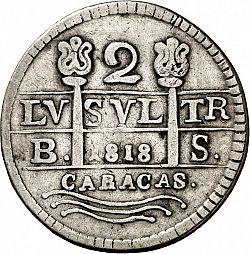 Large Obverse for 2 Reales 1818 coin