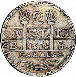 Large Obverse for 2 Reales 1818 coin