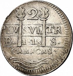 Large Obverse for 2 Reales 1818 coin