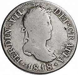 Large Obverse for 2 Reales 1818 coin