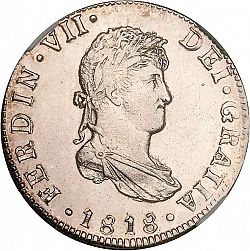 Large Obverse for 2 Reales 1818 coin