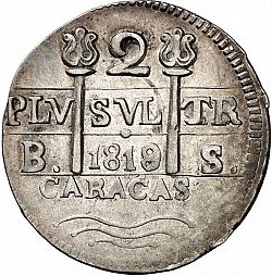 Large Obverse for 2 Reales 1819 coin