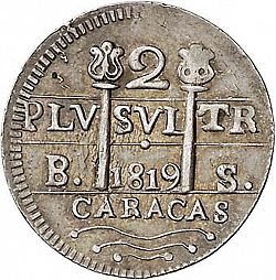 Large Obverse for 2 Reales 1819 coin