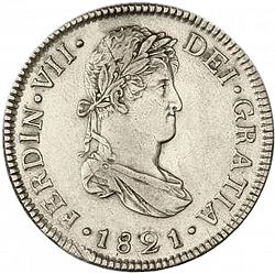 Large Obverse for 2 Reales 1821 coin