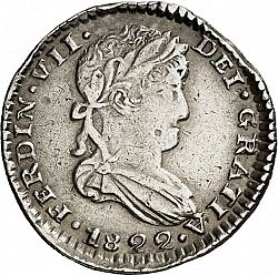 Large Obverse for 2 Reales 1822 coin