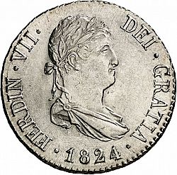 Large Obverse for 2 Reales 1824 coin