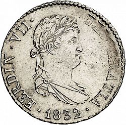 Large Obverse for 2 Reales 1832 coin