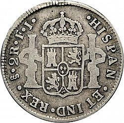 Large Reverse for 2 Reales 1808 coin