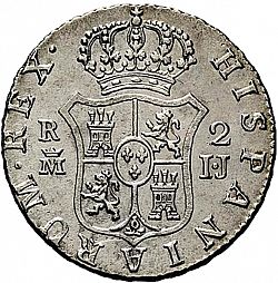 Large Reverse for 2 Reales 1812 coin