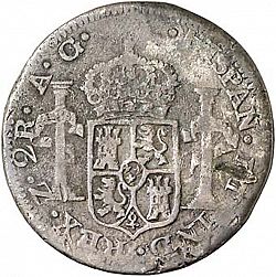 Large Reverse for 2 Reales 1815 coin