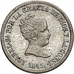 Large Obverse for 2 Reales 1845 coin