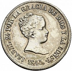 Large Obverse for 2 Reales 1845 coin