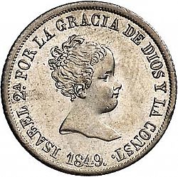 Large Obverse for 2 Reales 1849 coin